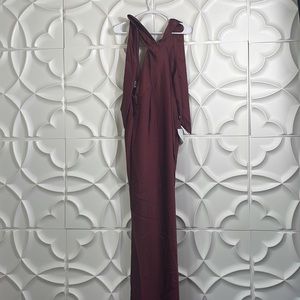 Lovely Charm cabernet halter with ties maxi dress size 1x.   AAA
